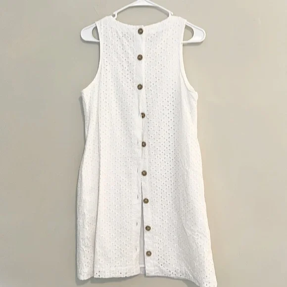 Court & Rowe White eyelet Sleeveless lined pocket summer dress women size 10 - Picture 4 of 6